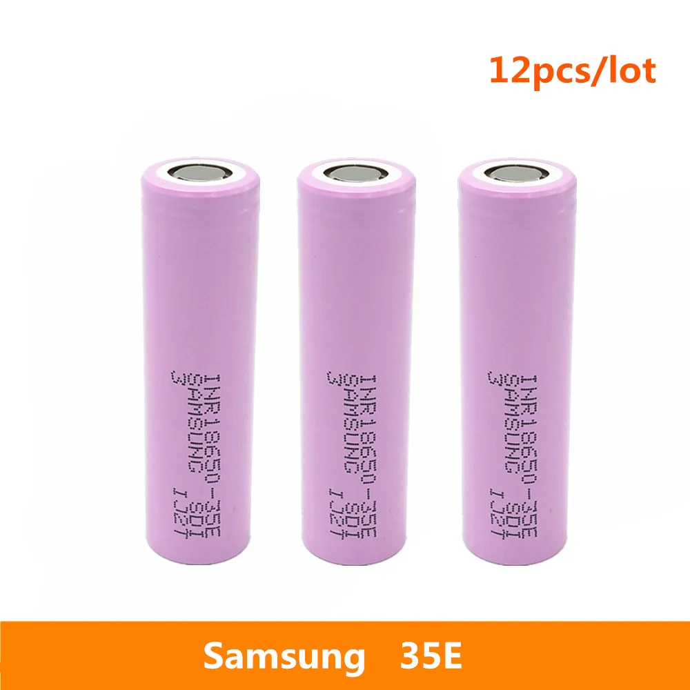 

12pcs 3.7V 18650 3500mah 13A discharge For Samsung INR18650-35E li-ion power cell IMR battery for Toy E-cig Torch Flashlight ect