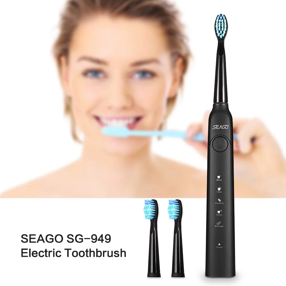 Электрическая зубная щетка SEAGO SG 949 водонепроницаемая с зарядкой от USB и 7