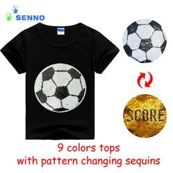 2018 Clothes discoloration face flip double sequins pattern children's t-shirts unisex t shirt much color kids cartoonclothes 2018 Clothes discoloration face flip double sequins pattern children's t-shirts unisex t shirt much color kids cartoonclothes