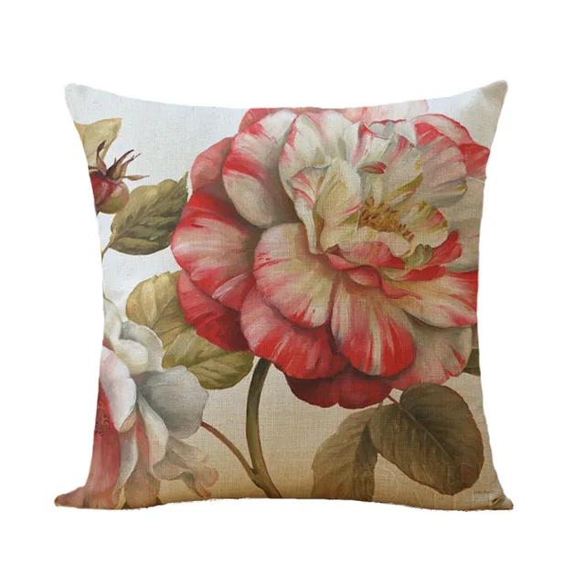 Flower pattern Cushion Cover Cotton Linen Vintage Style Flowers