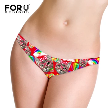 

FORUDESIGNS T-style Women's G-string Sexy Triangle Underwear For Girls Kitty Cat Woman Briefs Thongs Seamless Comfort panties