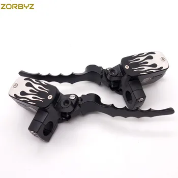 

ZORBYZ 1"25mm Black/Chrome Flame Hand Control Reservoir Brake Clutch Levers For Kawasaki Honda Yamaha Suzuki