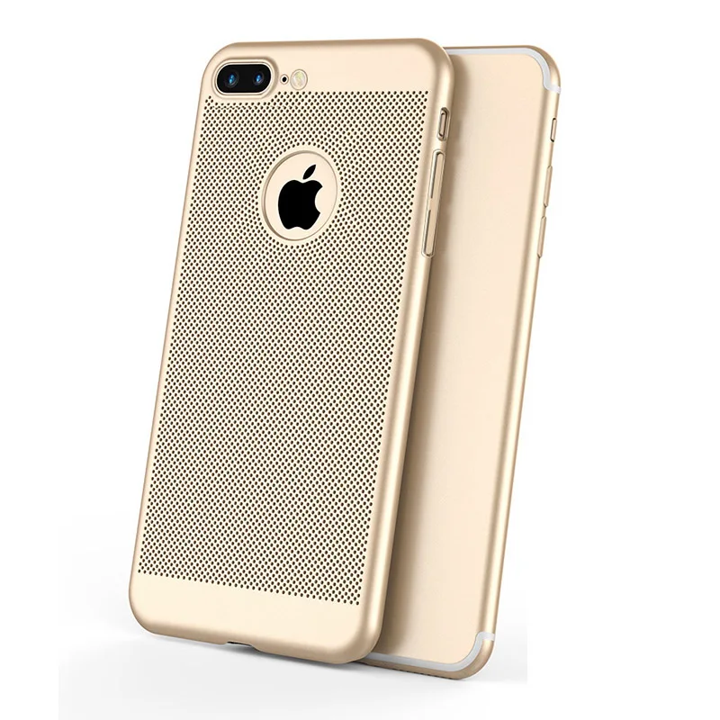 Чехол для телефона для iphone 7, 8, 6, 6s Plus, X, XS, MAX, XR, 7 Plus, 8 Plus, силиконовый, рассеивающий тепло, дышащий чехол для iphone, защита от падения, P011 - Цвет: Gold