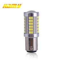 1 led py21w p21w 1156 ba15s 1157 bay15d, lâmpada para seta de carro 12v, lâmpada com sinal de freio e estacionamento reverso luz 33smd branco amarelo