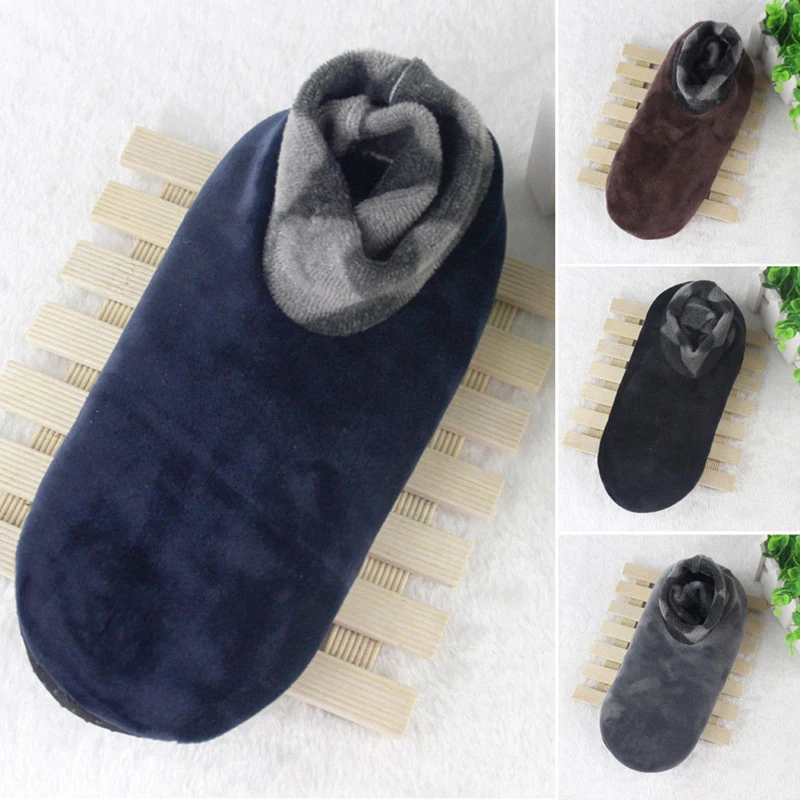 1pair Unisex Fleece Socks Men Women Winter Warm Soft Thicken Boot Socks Elastic Non Slip Indoor Floor Socks Slipper 4 Colors New