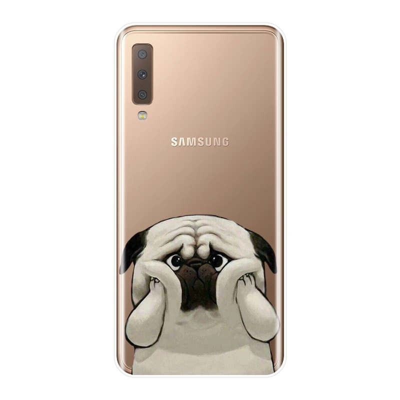 Задняя крышка для samsung Galaxy A6 A8 Plus A5 A7 силиконовый мягкий Мопс Французский бульдог чехол для телефона для samsung A3 A5 A7