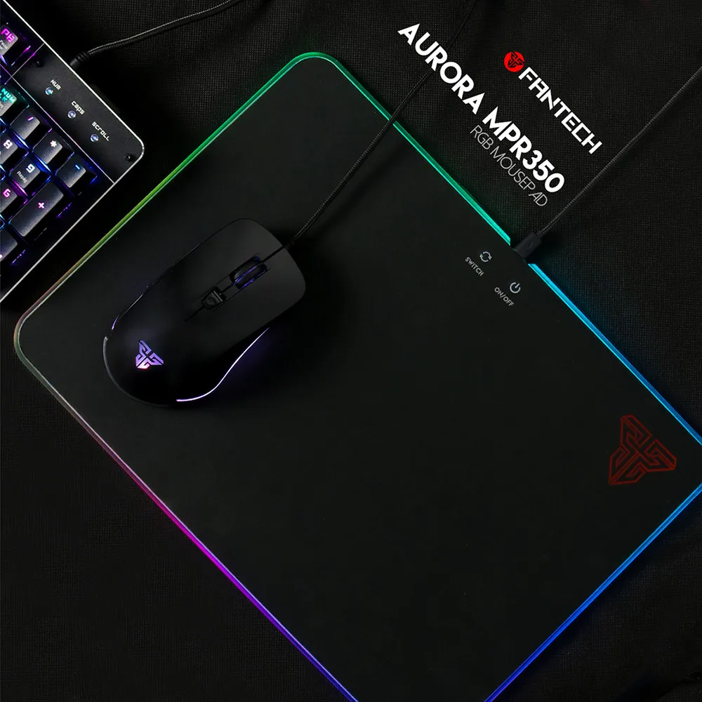 Fantech компьютерный игровой RGB красочный Коврик для usb-мыши Тип Скорости поверхности MPR350 355 х 255 мм с подсветкой коврик для мыши N