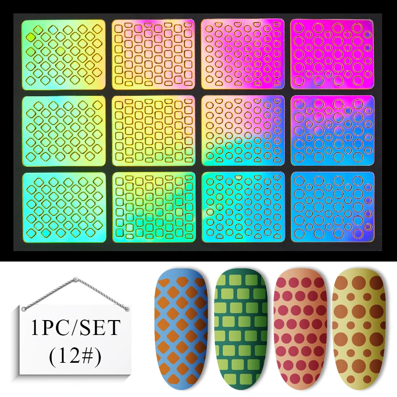Лазерный дизайн ногтей, полый наклейки Винил для ногтей 3D изображение Руководство по переводу трафарет набор неправильный шаблон смешанные наклейки 24 дизайна - Цвет: K5467