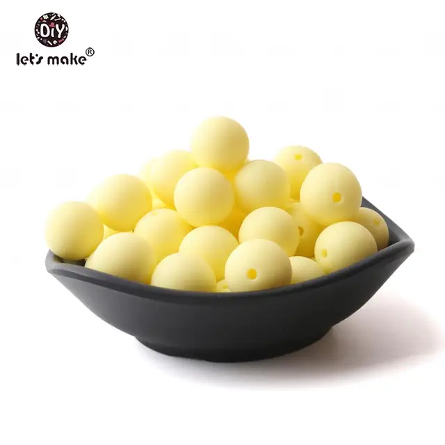 Let's make 50pcs Silicone Beads 12mm Eco-friendly Sensory Teething Necklace Food Grade Mom Nursing DIY Jewelry Baby Teethers candy yellow