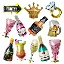 Buon Compleanno Palloncino Grande Champagne Palloncino Bottiglia di Whisky Palloncino 18th 30th Di Compleanno Decorazione Del Partito Bambino Adulto Bambino di Aria Globos(China)