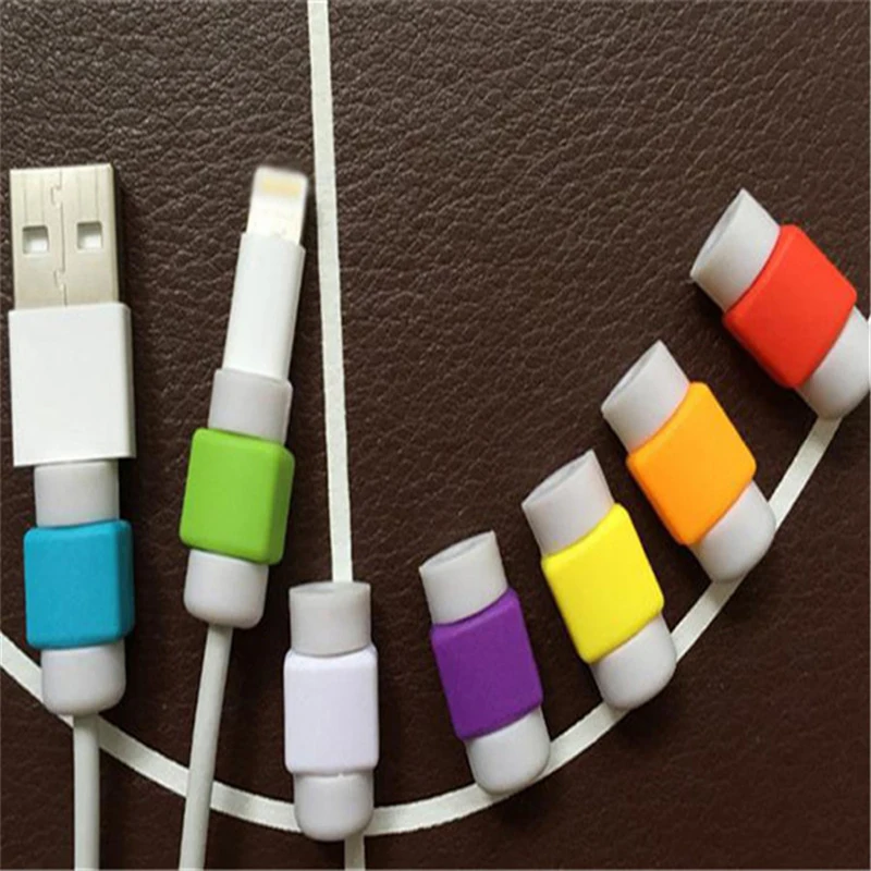 2 PCS Soft New Silicone USB Power Data Charger Saver Cable Protector Phone Charging Cable For