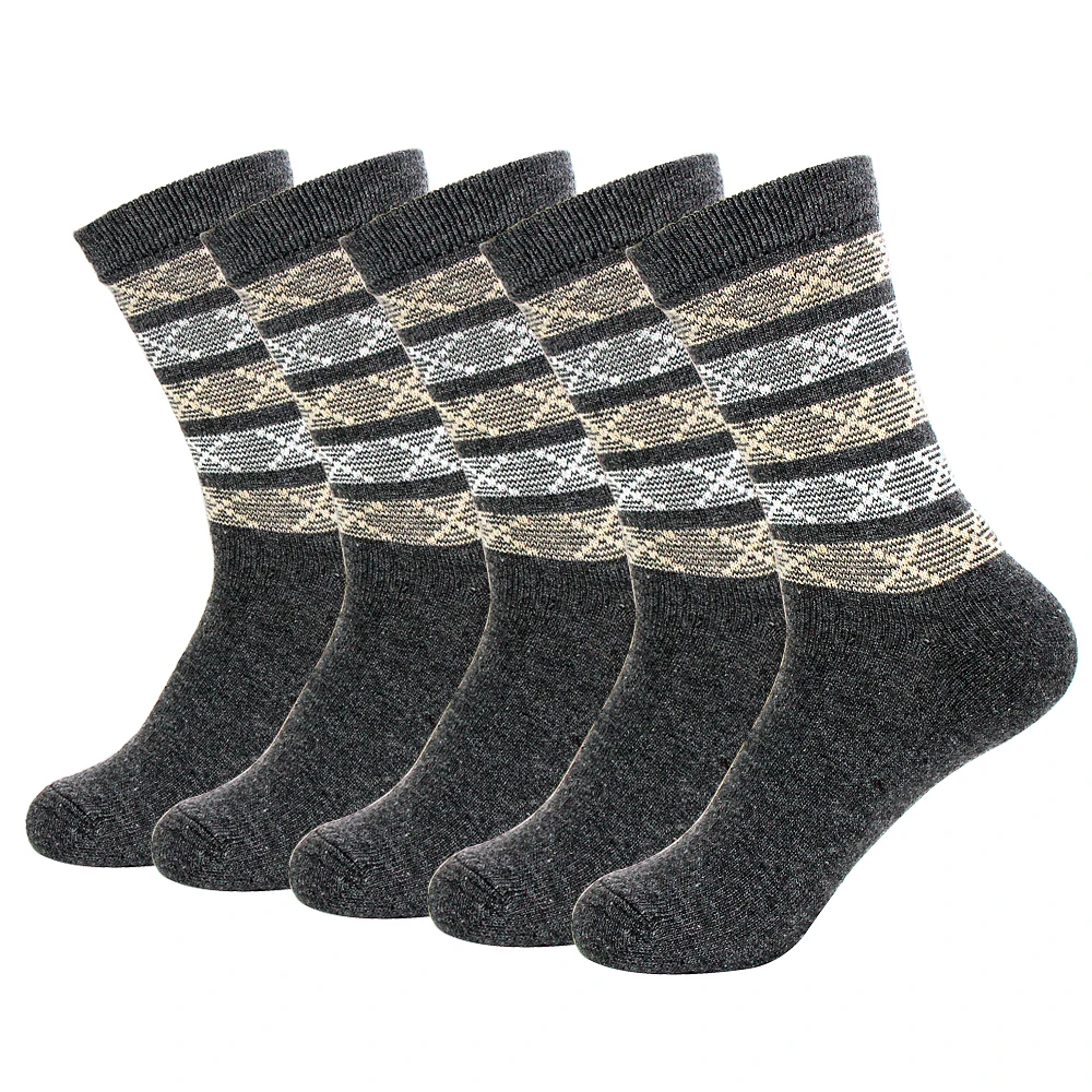 Импортные носки большого размера из кроличьей шерсти, Мужские осенне-зимние теплые толстые Качественные Классические х-полоски, геометрические принты в стиле ретро, носки Meias