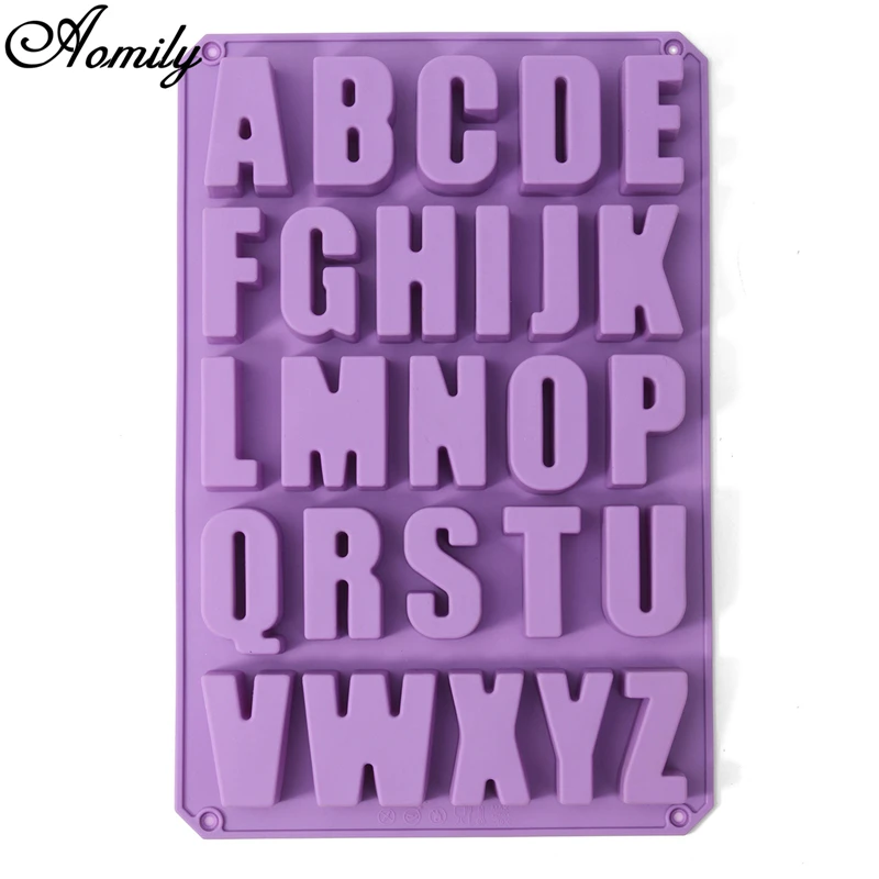 

Aomily Large 26 English Alphabet Letters Chocolate Silicone Cake Mold Ice Cube Candy Soap Pan Decorating Tools Soap Maker Tray