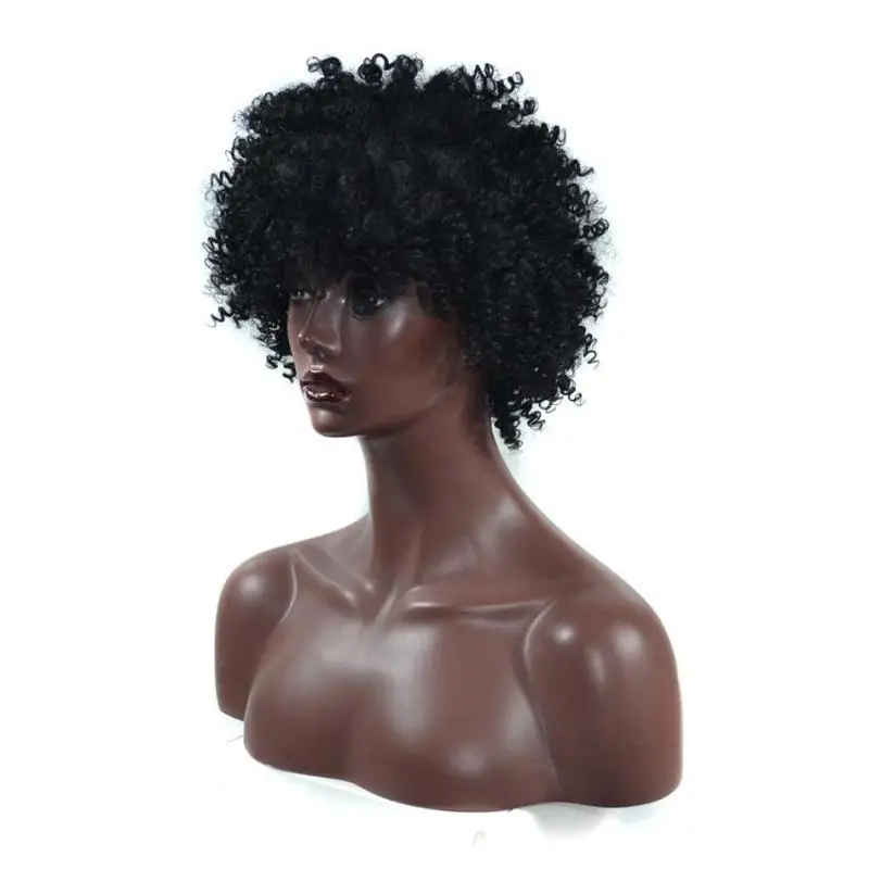 Black Fluffy Roll Explosion Head Women Black Curls Hair Full Hairnets Hair Wig Lace Deep Wave Tool