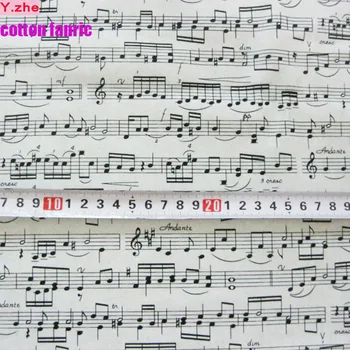 

110cm Wide White Musical Note 100% Cotton Fabric Musical Note Printed Fabric Sewing Material DIY For Home Cloth Clothing Dress