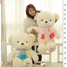 Огромный 100 см милый Мишка Тедди "happy for lover" медведь плюшевый игрушечный шарф медведь кукла, подарок на день рождения b7907