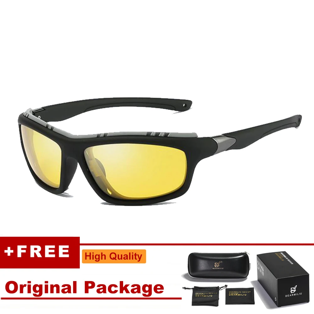 DEARMILIU брендовые поляризованные солнцезащитные очки для мужчин, с зеркальным покрытием Goggle вождения усиленный свет очки ночного видения для мужчин s/женщин - Цвет линз: Night Vision