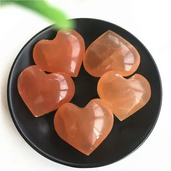 

1pc Orange Selenite Pocket Puffy Heart Healing Crystal Reiki Energy Gems Decor Stones and Minerals