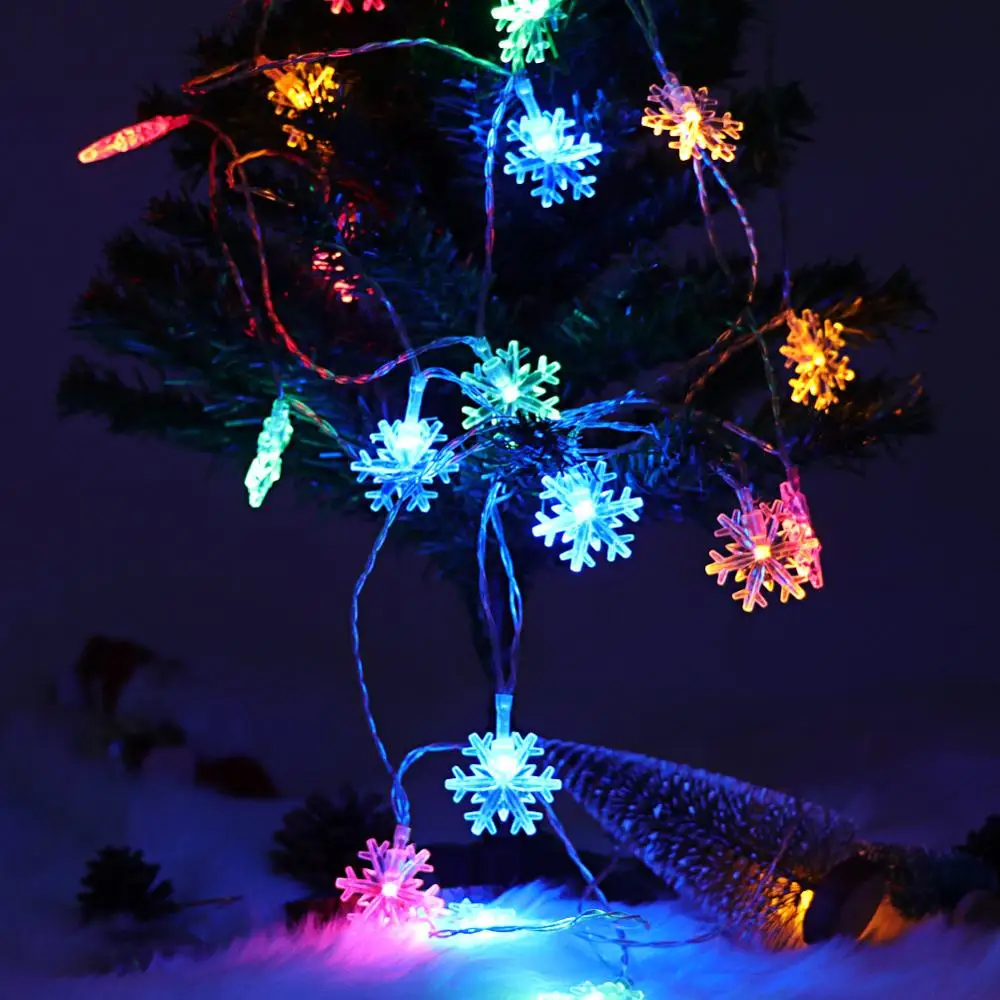 OurWarm светодиодный светильник в виде снежинок, 4 м, 20 голов, вечерние гирлянды в виде снежинок на окна, Свадебный Рождественский декоративный светильник - Цвет: Многоцветный