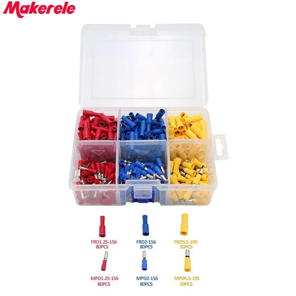 

420 pcs/Box Mixed Bullet Butt Connectors Insulated Female & Male 3 Color Wire Terminals Electrical Connected Terminal