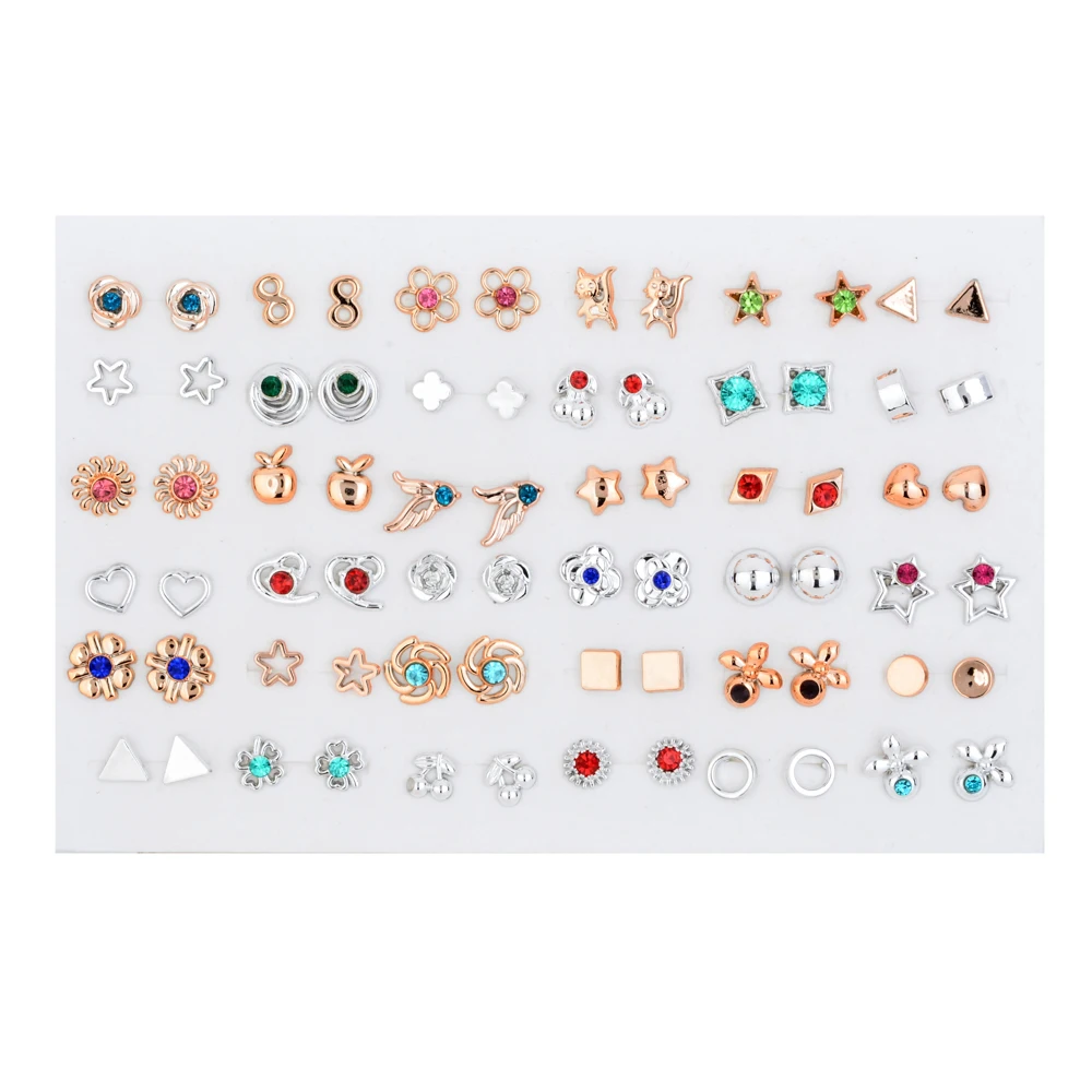 

Fashion Crystal Stud Earring Set Anti Allergy Mix Style Gold Silver Color Star Heart Earring for Women Birthday Gift Jewelry