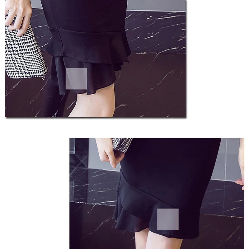 2019 юбки карандаши для женщин Мода большого размера узкие Высокая талия Нерегулярные шифон юбки в стиле пэтчворк повседневное Бизнес