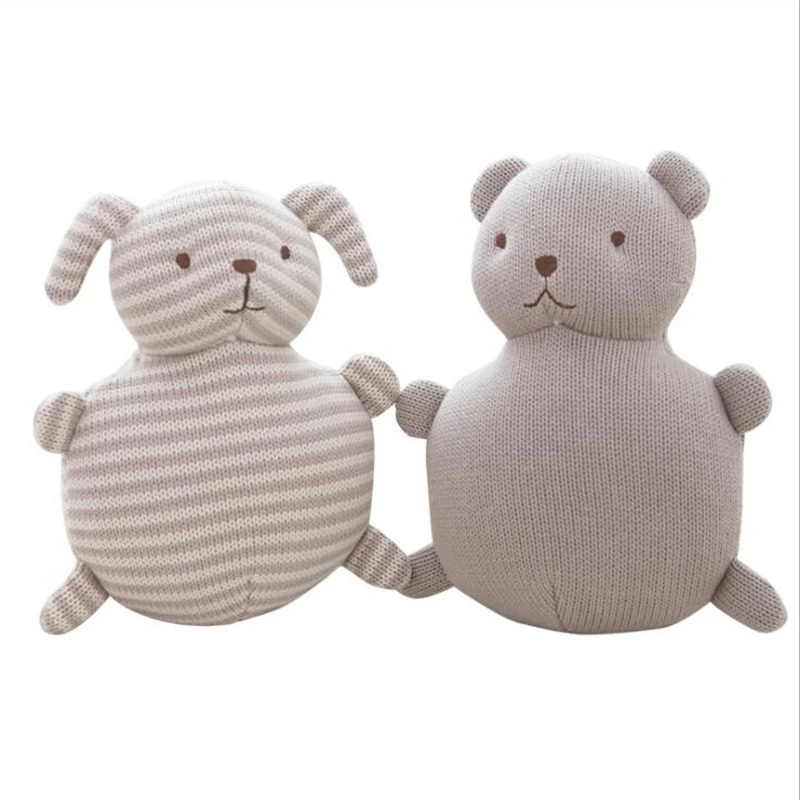 Nordic Style Animals Elephant Rabbit Bear Dog Unicorn Baby Calm Sleep Doll Built-in Bell Cushion Pillow Kids Bed Decor Toy Gifts