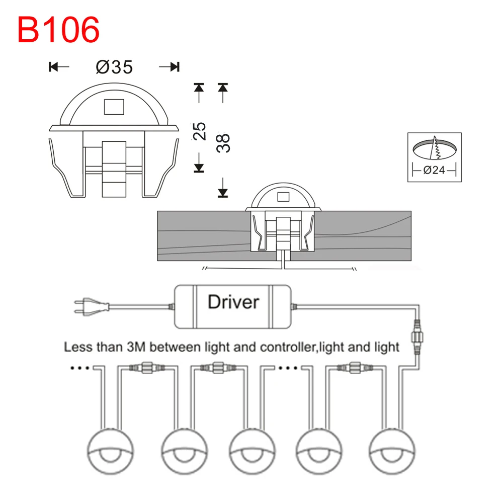 10PCS/Lot FVTLED LED Deck Lights 35mm Half Moon Outdoor Garden Decoration LED Underground Lamps IP65 Waterproof Pathway Lighting
