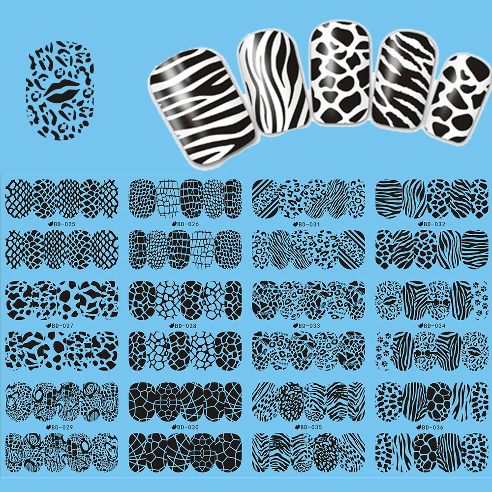 

12pcs/lot Water Transfer Nail Art Sticker Full Wraps Black Lace Nail Art Decorations Decal JIBD025-036