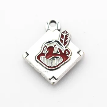 

Enamel charm 20pcs Cleveland baseball Dangle Charms Jewelry Hanging Charm American baseball Sport DIY Bracelet Necklace Charms