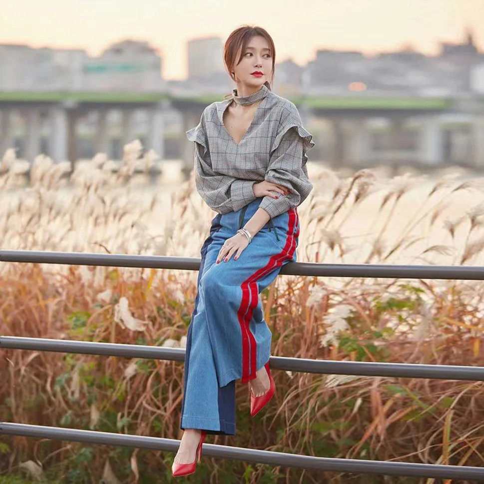 

Star Qin Lan with The Same Style Spring 2019 Korean Version The New Relaxed Pants Women Patchwork Fake Zippers Full Length