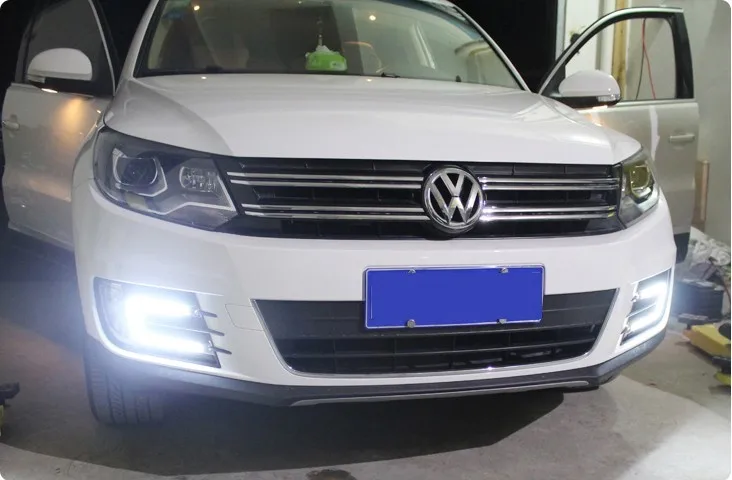 12 В 6000 К светодиодный DRL Дневной ходовой светильник для VW Tiguan 2013 противотуманная фара рамка противотуманный светильник для стайлинга автомобилей