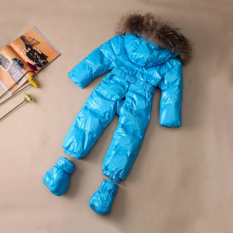 Детская верхняя одежда с капюшоном и натуральным мехом; коллекция года; зимняя куртка; детские куртки; Детский комбинезон; зимний костюм; пуховые комбинезоны с цветочным рисунком для маленьких мальчиков и девочек