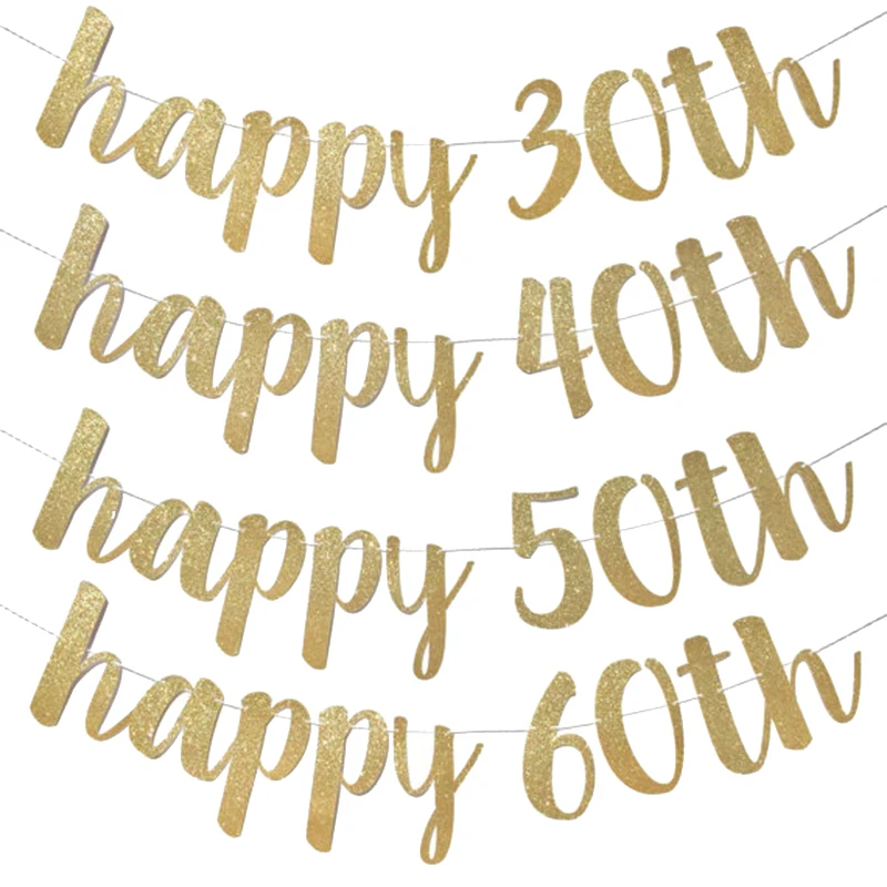 30 40 50 60th Years Birthday Decor Gold Glitter Paper Banner Garland Confetti Balloon 30th Birthday Party Decorations Adult 30 40 50 60th Years Birthday Decor Gold Glitter Paper Banner Garland Confetti Balloon 30th Birthday Party Decorations Adult