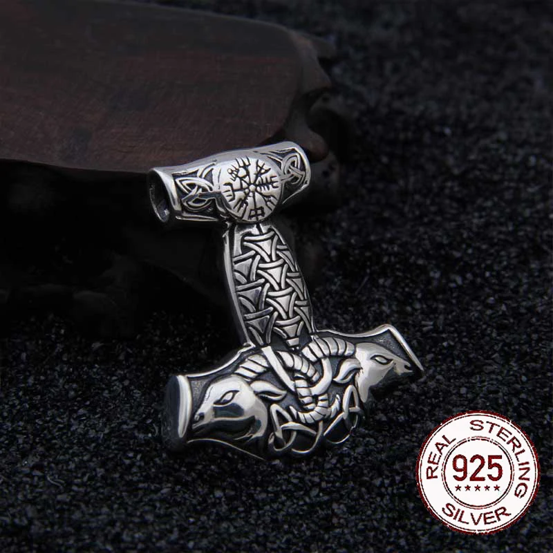 925 пробы серебряная подвеска Молот для викинга из козла Тора с цепочкой