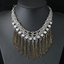 CirGen Мода Цепочка для колье кристалльное с кисточкой кулон Массивное колье цепочка на шею Чокеры Для женщин украшение, AF040