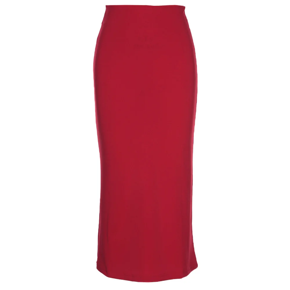 

Joineles Summer Style Pencil Skirt Women High Waist Red Skirts Vintage Elegant Solid Midi Skirt Office Female Skirts