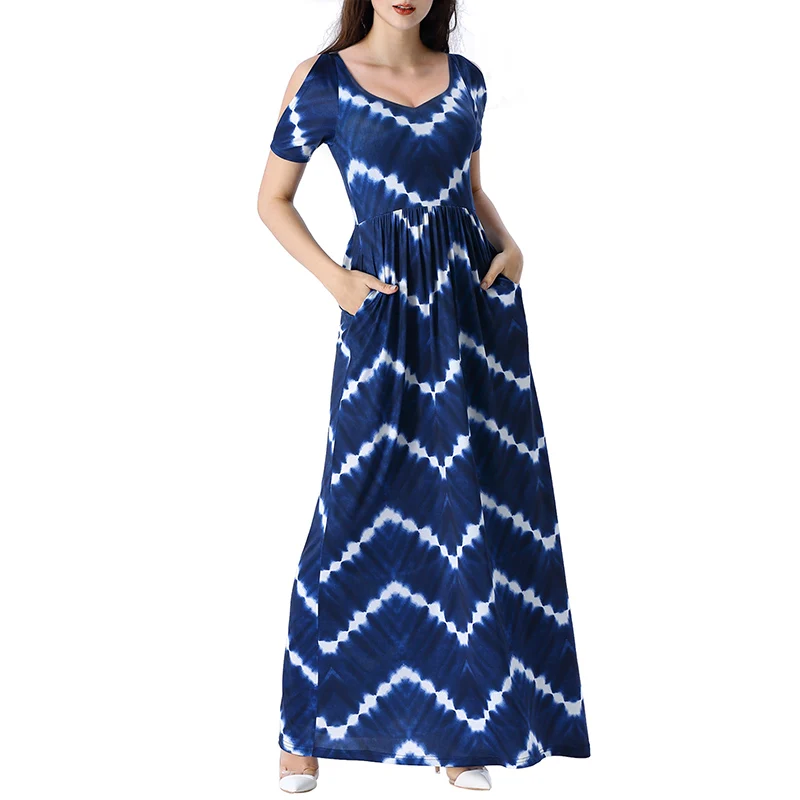 

Vfemage Womens Summer Cold Shoulder Pockets Pleated Loose Plain Casual Beach Vacation Party Vestidos Maxi Long A-Line Dress 2952