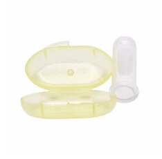 Полезное здоровое детское мягкое Силиконовое Зубное щетка для пальцев зубная щетка резиновый массажер щетка с коробкой - Цвет: Цвет: желтый