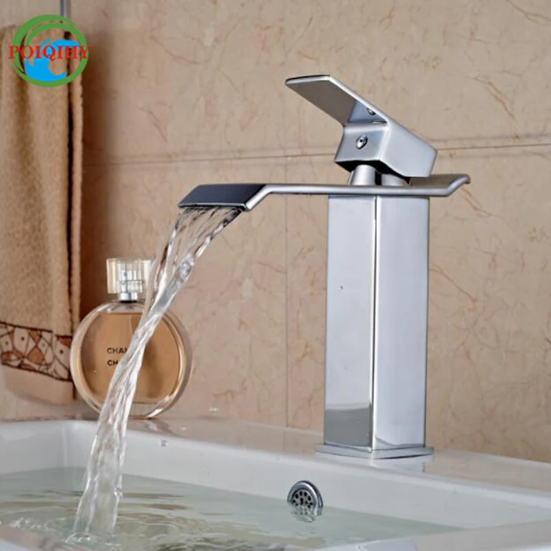 

Chrome Finish Waterfall Bathroom Basin Mixer Tap with Hot and Cold Water Wholesale And Retail