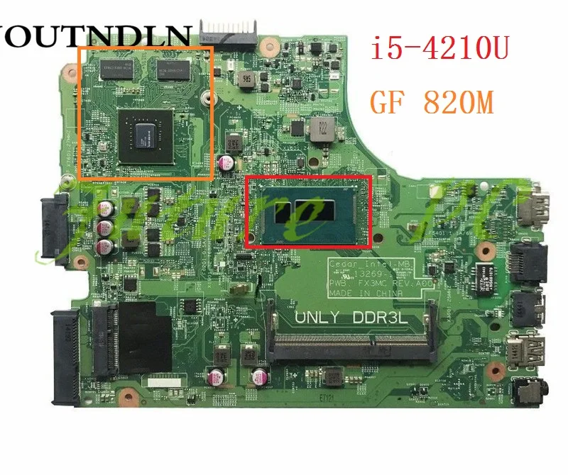 JOUTNDLN FOR DELL 15 3542 Laptop Motherboard CN-01P4HG 01P4HG 1P4HG 13269-1 PWB FX3MC With i5-4210U GF820M Test work | Компьютеры и