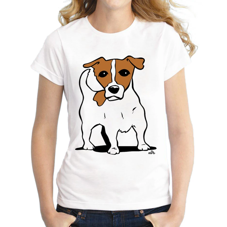 

2018 Custom Women T Shirt Jack Russell dog Printed Casual T-shirt Short Sleeve Novelty Funny Tee