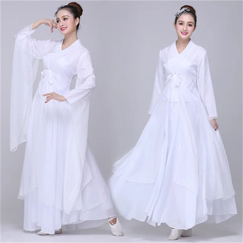 

Women's Adult Ethnic Classical Dance Costumes Elegant Chinese Style Fresh Elegant White/Red Costume Performance Hanfu TB18708