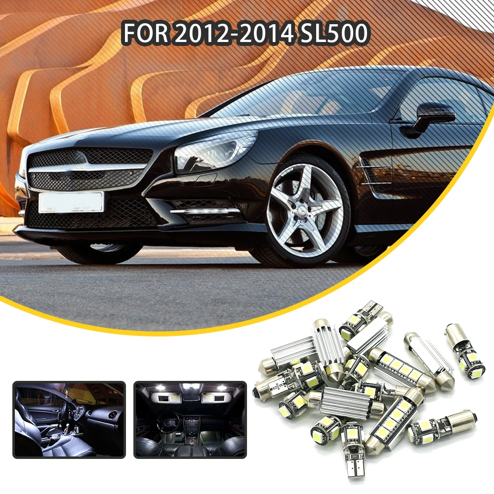 

LOAUT 10pcs White Car LED Light Bulbs Interior Package Kit For 2012-2014 Mercedes Benz SL500 Error Free Canbus