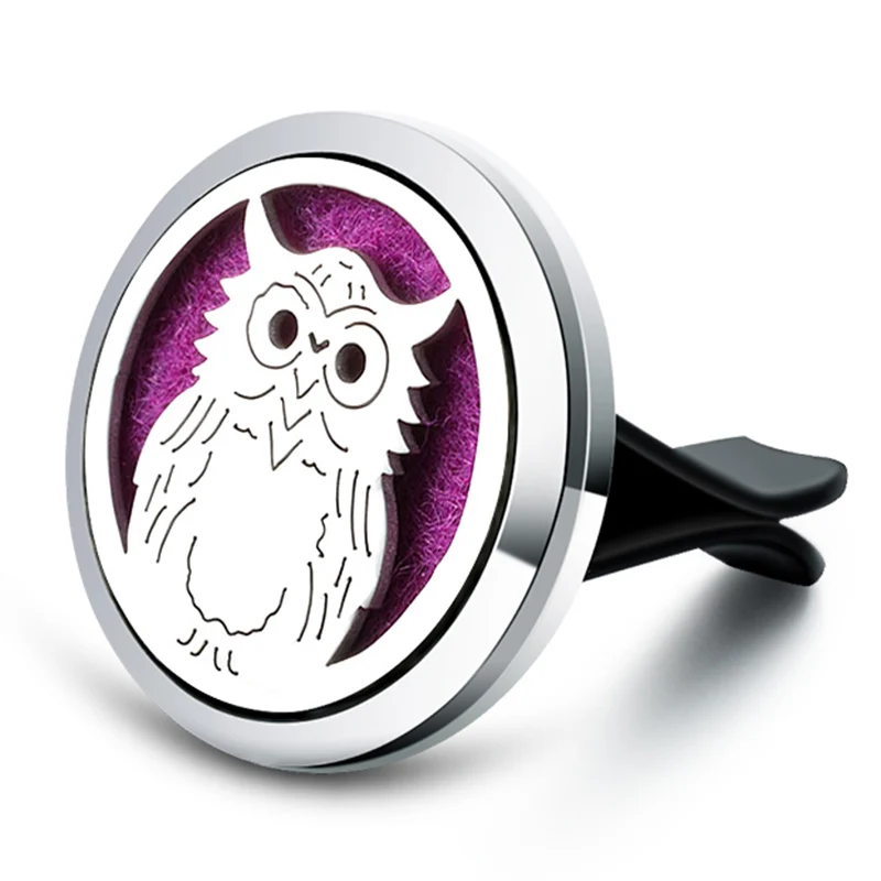 Wholesale Car Aroma Diffuser Owl Air Freshener Stainless Steel Essential Oil Diffuser Car Clip Aromatherapy Pendant Open Locket