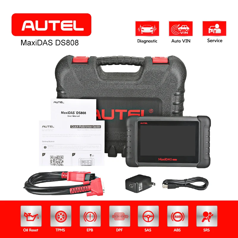 Autel MaxiDAS DS808 все системы автомобиля диагностический инструмент Авто OBD OBD2 код ридер масло сканера сброс TPMS SAS EPB DPF обновление DS708