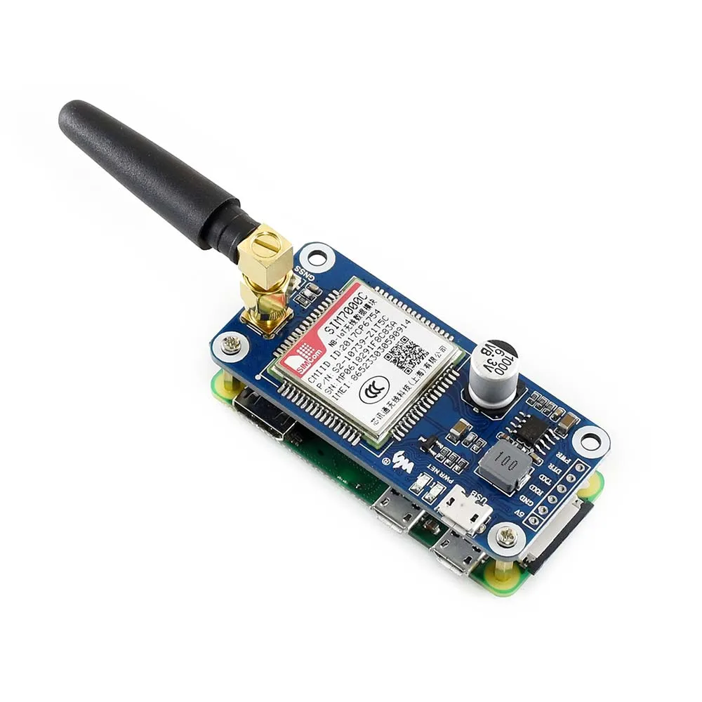 Waveshare NB-IoT/eMTC/EDGE/GPRS/GNSS HAT для RPI Zero/Zero W/Zero WH/2B/3B/3B+, на основе SIM7000C, поддерживает TCP, HTTP, FTP, SMS, а также получать оповещения по электронной почте