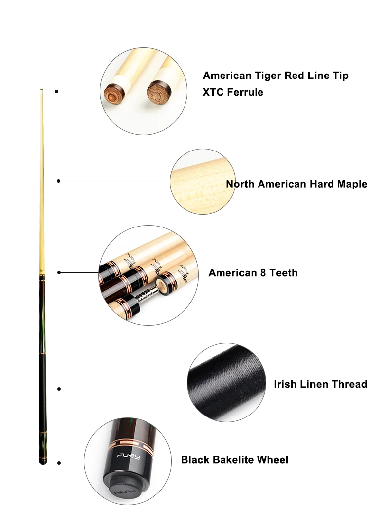 Фурия CY бильярдный кий комплект с чехлом Северная американский клен Профессиональный Бильярд набор клюшек 11,75 мм 12,75 мм наконечник