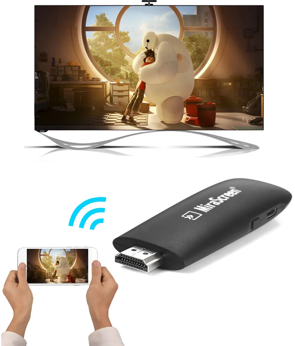 

MiraScreen Wireless WiFi TV Stick HDMI Display Dongle Video Adapter Airplay Screen Mirroring for iPhone XR Huawei Android to TV
