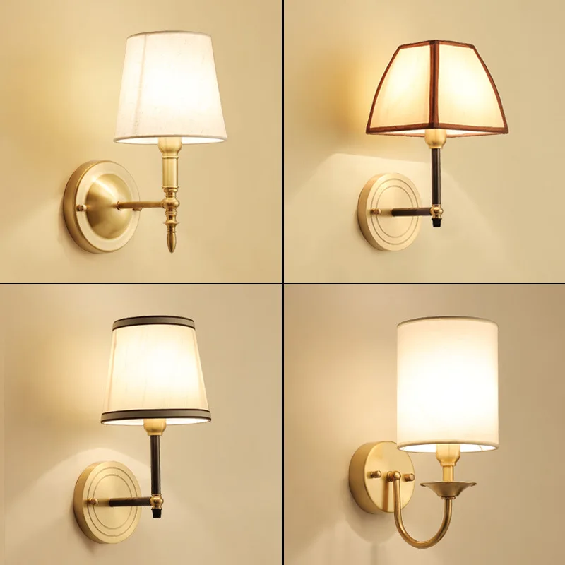 

YOOK LED Wall Lamp All-copper Wall Lamp Bedroom for Bedside Lamp Living Room Background Wall Corridor Lamp E14 220v